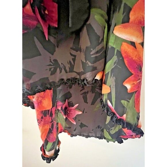 Woman 14 Worthington Hawaiian Floral Tropical Sleeveless Botanical Ruffle Dress - Picture 3 of 6